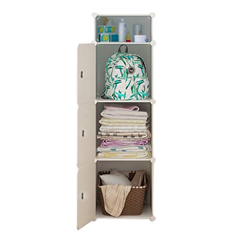 Organizzatore Armadio Spogliatoio Ripostiglio in Plastica A 3 Porte A 4 Strati di Vestiti Scaffali Home Camera Dormitorio Bianco 39X47X127CM MUMUJIN