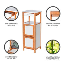 WENKO Scaffale Finja con 2 scomparti - Scaffale per il bagno, scaffale per la casa, Bambù, 34 x 89 x 30 cm, Marrone