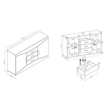 Homeface Diamond Sideboard 83-03 - Armadio per soggiorno, cassettiera / parte frontale / corpo: Sonoma Truffel / 2 ante, 4 scomparti, 3 cassetti, 151,3 x 84 x 39,9 cm, design moderno