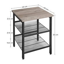 VASAGLE Tavolino per Soggiorno, Comodino in Stile Industriale per Camera da Letto, con 2 Ripiani in Rete Regolabili, Stabile Struttura in Metallo, Montaggio Facile, Greige e Nero LET023B02