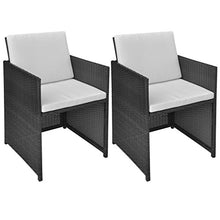 Festnight Set 2 pz Sedie da Giardino in Polyrattan Nere con Cuscini,Sedie da Esterno,Sedie in Rattan,Poltrocine da Giardino,Poltrocine da Esterno,Poltrocine in Rattan,Sedie da Pranzo da Giardino