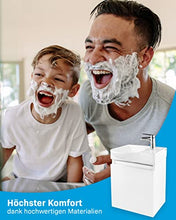 Alpenberger WC per ospiti, lavabo in ceramica con mobiletto bianco lucido, design moderno e senza tempo