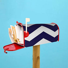 Moderno motivo a zigzag in blu cobalto e bianco appositamente progettato per cassetta delle poste, copertura per cassetta delle poste, per giardino, giardino, cortile, dimensioni standard, 53 x 45 cm