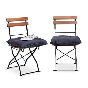 Relaxdays 10023471_111 Set 2 Cuscini da Seduta per Sedie da Giardino 45 x 45 cm con Nastro, Comoda Imbottitura per Esterni e Interni, Grigio