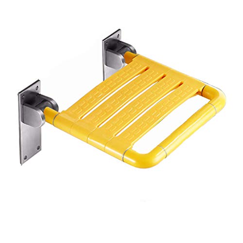 AGWa Parete Bagno sgabello/sedia ergonomica doccia/pieghevole Doccia sede del banco/per gli alti, portatori di handicap, disabili, anziani, donne in gravidanza,Giallo