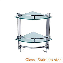 Zixin Ripiano del Bagno Cestino angolare a Parete in Acciaio Inox, Doppio Strato del Bagno con mensola in Vetro a Gancio, Rack di stoccaggio, Finitura Superficiale lucidata