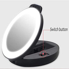 Lampada da Tavolo Specchio Luminoso bifacciale Rotondo Specchio per Trucco Nero a LED Triplo con Lente d'Ingrandimento Specchio Portatile Creativo 5X Due File