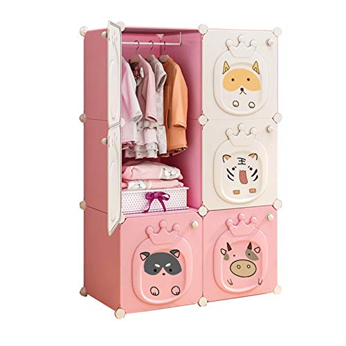 Locker 4-Gitter Armadio Armadio Appendere Organizzatore Plastic Storage 6 Porte Divisorie Scaffali Abbigliamento Piedi Camera da Letto Casa Rosa 75X37X111CM MUMUJIN