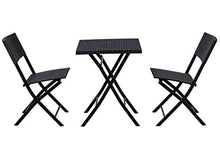 AVANTI TRENDSTORE - Pliniana - Set da Balcone in Metallo e polyrattan, Composto da 2 sedie e 1 Tavolo Pieghevole di Colore Nero. Dimensioni Lap 210x80x58 cm