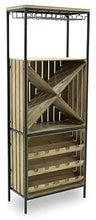 giordano shop Cantinetta Portabottiglie 60x30x160 cm con Portabicchieri in Ferro e Legno Rex Nera