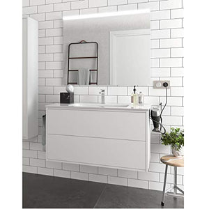 Yellowshop. - Mobile Bagno sospeso 80 cm Design Moderno 2 cassetti lavabo specchiera LED MOD. Optimus (Bianco Opaco)