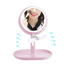 FCS Bathroom Specchio da Trucco da Tavolo con Luci LED, Specchietto per Trucco con Organizzatore Trucco, Specchio da Doccia, USB Ricaricabile, Specchio Girevole a 90°, Rosa