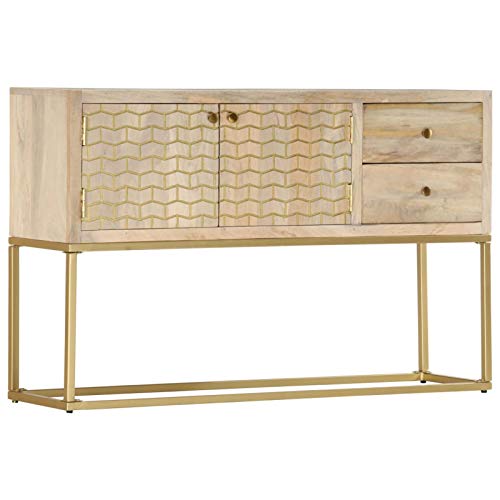 Tidyard Credenza Rustica in Legno Massello di Mango con Cassetti e 120x30x75 cm,Credenza Consolle,Consolle TV in Legno,Mobile Porta TV Industriale in Legno Massello con Cassetti