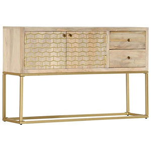Tidyard Credenza Rustica in Legno Massello di Mango con Cassetti e 120x30x75 cm,Credenza Consolle,Consolle TV in Legno,Mobile Porta TV Industriale in Legno Massello con Cassetti