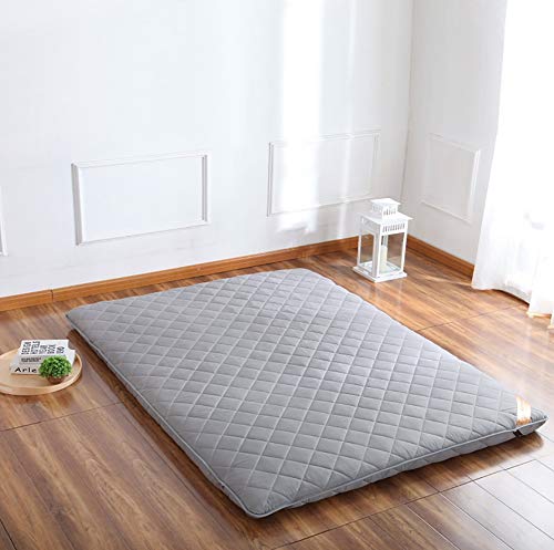 Lichll Materasso Trapuntato per Dormitorio per Studenti 5 Cm Materasso Premium Premium, Tatami Tappetino Futon per Topper Cuscino Imbottito Morbido Giapponese Pieghevole,Gray,150x200cm(59x79inch)