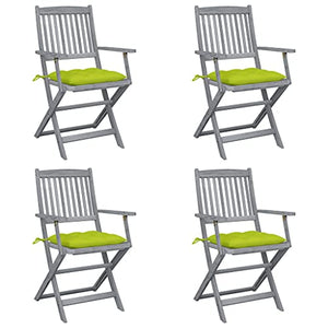 vidaXL Sedie da Giardino Pieghevoli 4pz con Cuscini in Massello Acacia