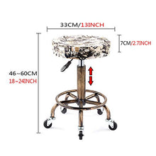 Sgabelli Rotanti -Sgabello da Cucito Rotondi PU-Sedia da Lavoro con Ruote Sedie Girevole,Senza Schienale,Idraulico,Regolabile da 46-60cm,Elegante Motivo retrò,per Cucina Medica(Nero,Piccolo)