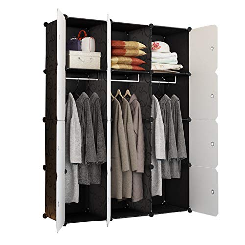 Locker Combinazione Armadio Armadio 3-Hanging Archivi Rimovibili di Plastica 12-Porta 3-Gitter Scaffali Abbigliamento Home Camera Nero 111X47X147CM MUMUJIN