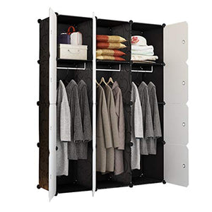 Locker Combinazione Armadio Armadio 3-Hanging Archivi Rimovibili di Plastica 12-Porta 3-Gitter Scaffali Abbigliamento Home Camera Nero 111X47X147CM MUMUJIN