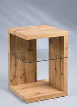M2 Kollektion Domingo Tavolino/Comodino, Legno ingegnerizzato Vetro temperato, Quercia Selvatica, 40x40x60cm