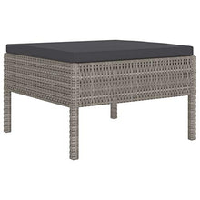 Tidyard Set 4 Pezzi Divani da Giardino Esterno con Cuscini in Polyrattan,Salotto da Giardino in Rattan,Mobili da Giardino in Rattan,Grigio