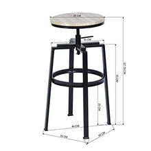 MEUBLE COSY tabouret de bar sgabello metallo,legno rovere 46.5 x 46.5 x 66.5-74cm