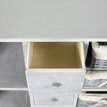 Rebecca Mobili Credenza cucina, cassettiera bagno legno e vimini, 4 cassetti 3 ceste, grigio, shabby country - Misure: 69 x 69 x 30 cm (HxLxP) - Art. RE4016
