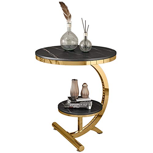 HWF Tavolino Salotto Soggiorno Giardino Industriale Tavolino con ripiano portaoggetti, Il Giro Metallo Fine Tabella Comodino per Divano/Camera da Letto/Soggiorno/Ufficio/corridoio