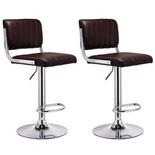 LUSTAR Stazione Sgabello di Sollevamento Girevole A 360 °, Set di Sgabelli Regolabili A Barre di 2, Sedie A Barre in Pelle PU con Schienale Brown-High Stool