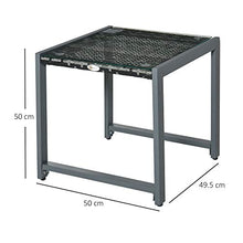 Outsunny Tavolino da caffè da Giardino Piano in Vetro Temperato in Rattan Alluminio 50 x 49,5 x 50 cm
