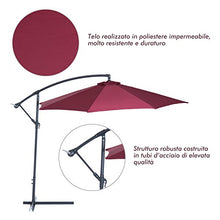 Outsunny Ombrellone Parasole Decentrato con Angolo Inclinabile da Giardino in Metallo, Poliestere Φ3×2.6m Rosso