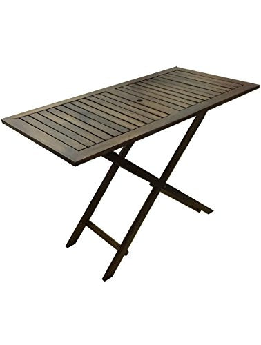 P&J - Tavolo portatile pieghevole in legno, 120 x 60 cm, colore scuro