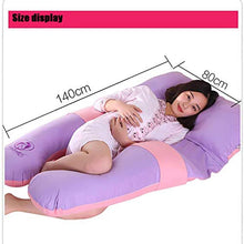 Full Body maternità Cuscino di U Gravidanza a Forma di Cuscino in Cotone con Zip Staccabile in Cotone Bolster Gravidanza Cuscino Lavabile, Viola, 140x80cm Huangwei7210
