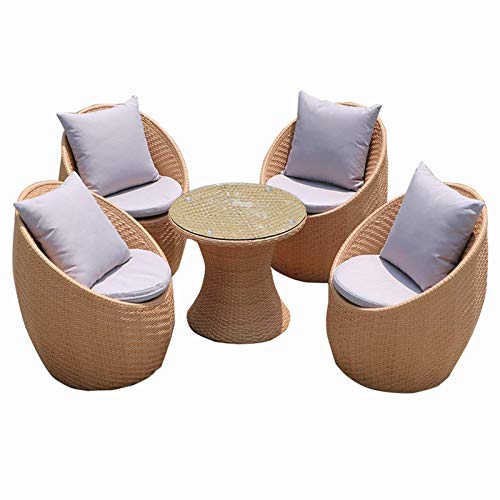 N/Z Attrezzature quotidiane Patio Portico Set di mobili 5 Pezzi Mobili da Esterno Tempo Libero Rattan Tavoli e sedie in Rattan Balcone Terrazza Tavoli e sedie in Rattan Fatti a Mano