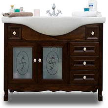 Shop Chic Mobile bagno in legno in stile classico noce con lavabo ante e cassetti