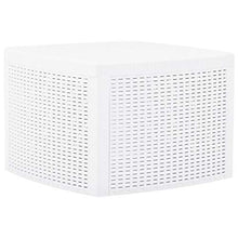 Goliraya Tavolino in Plastica Bianco con Contenitore,Tavolino da Giardino in Plastica,Tavolino da Esterno in Plastica,Tavolino con Stoccaggio Esterno 54x54x36,5 cm