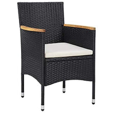 vidaXL 2X Sedie da Pranzo per Giardino con Cuscino Foderato e Braccioli Robuste Moderne Arredi Esterni Seggiole Poltroncine in Polyrattan Nero