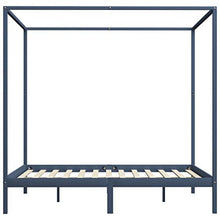 SKM Giroletto a Baldacchino Grigio Legno Massello di Pino 180x200cm