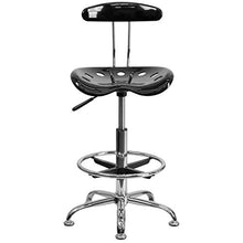 Flash Furniture Sgabello da Disegno con Seduta Stile Mezzadro, Nero Lucido e Cromo