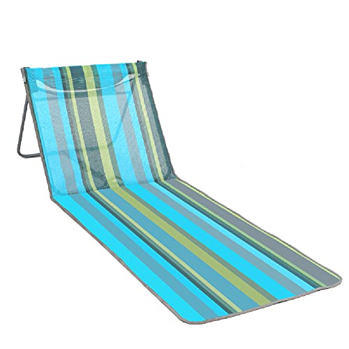ANBO Sedia A Sdraio Pieghevole da Spiaggia, Schienale Reclinabile Regolabile Leggero Portatile Lettino Prendisole da Esterno per Patio Giardino Picnic Barbecue in Viaggio