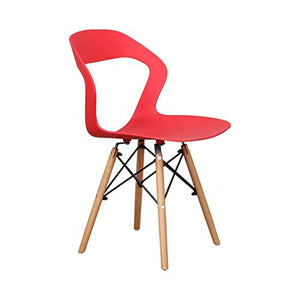Sedia da pranzo moderna in plastica stile minimalista con gambe in ferro per cucina, sala da caffè, soggiorno, ristorante set di 4 (rosso, 4)