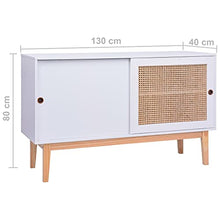 vidaXL Credenza Bianca 130x40x80 cm in MDF e Rattan