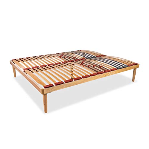 Materassimemory.eu Rete Matrimoniale Modello Dynamic Misura 160x200 in Legno di faggio con doghe Ammortizzate e basculanti e regolatori di rigidità Zona Lombare