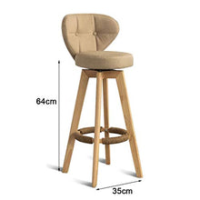 LXYPLM Sgabello Sedie Bar Barstools Sedie da Bar girevoli in Legno massello for Il Tempo Libero, sgabelli Alti da Pranzo for la Colazione da caffè in Lino Pub con Schienale Arredo Bar Cucina