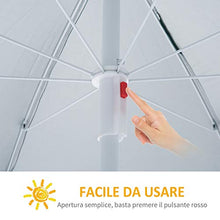 Outsunny Ombrellone da Spiaggia e da Giardino Φ220cm con Tenda Parasole, Poliestere e Metallo, Verde Scuro e Bianco