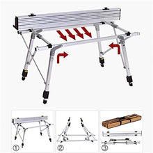 Tavolo da picnic all'aperto Tavolo pieghevole in alluminio regolabile in altezza, lunghezza 1.2M / 3.93FT Desk rotolante leggero da esterno, con rete di stoccaggio inferiore per patio Camping Garden P