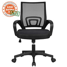 Yaheetech Sedia da Ufficio Scrivania Ergonomica Girevole Reclinabile Imbottita con Rotelle e Braccioli in Tessuto Traspirante Altezza Regolabile Nera