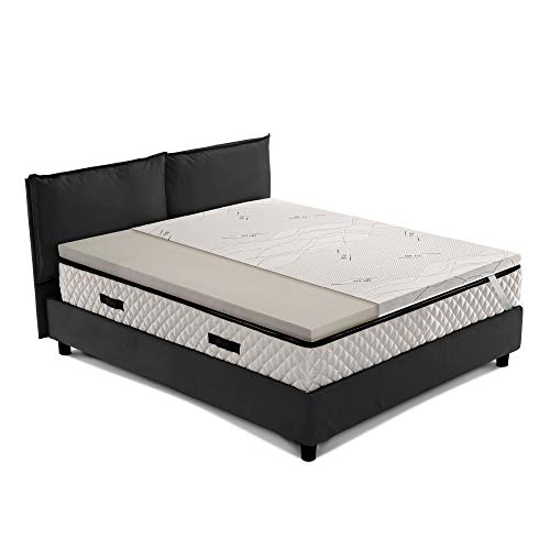 Topper materasso, sopramaterasso in memory foam, DISPOSITIVO MEDICO DETRAIBILE Alto 5 cm con tessuto anallergico antimicrobico sfoderabile, filo in ARGENTO - STAR FOAM PLUS matrimoniale 170x190