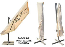 MLI Ombrellone a Braccio da Giardino 3X3 in Alluminio Copertura Idrorepellente Inclusa 83231CH - Struttura Tortora Opaca e Tessuto Champagne - Palo Decentrato da Esterno Arredo Piscina, Gazebo