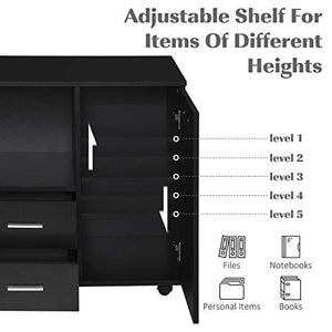Vinsetto Armadietto Multifunzionale per l'Ufficio con Ruote a 360°, per Stampanti e Fascicoli, in Legno Nero 100x40x71cm